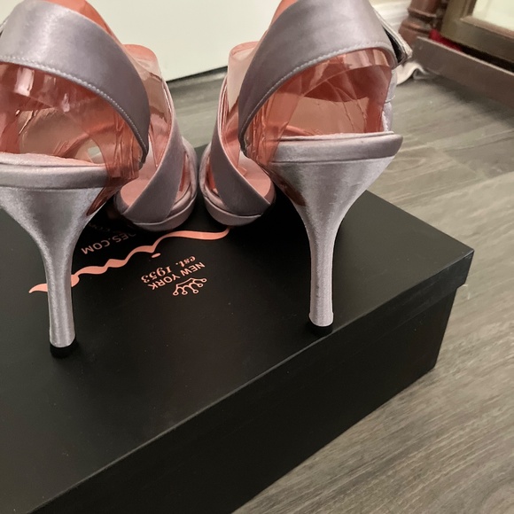 Nina Gesalyn Silver Satin Slingback Evening Sandal Size 9 - Picture 5 of 5